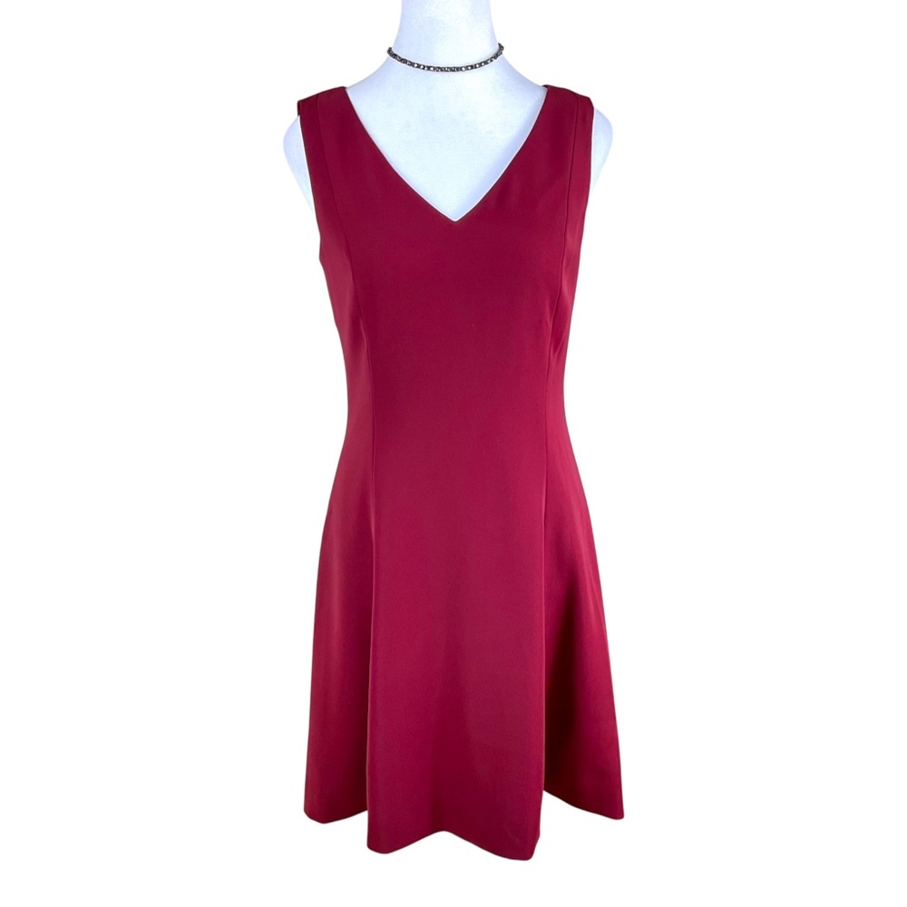Theory Red Dress Sleeveless V-Neck Andrisa Nikine (4)